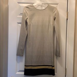 Black gold and cream dress